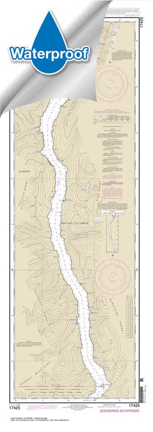 HISTORICAL WATERPROOF NOAA Chart 17425: Portland Canal-North of Hattie Island