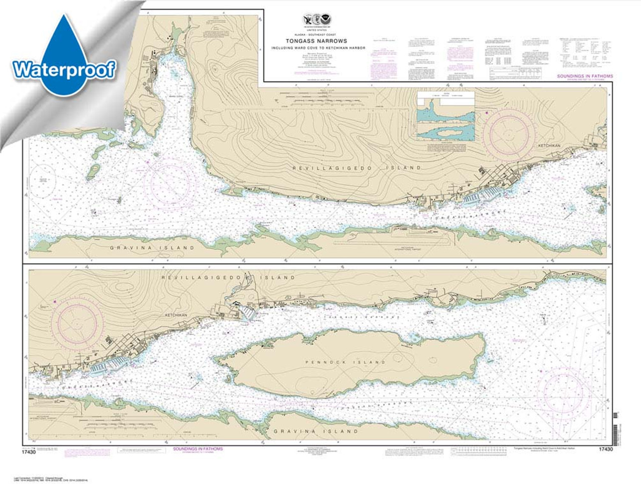 Waterproof NOAA Chart 17430: Tongass Narrows