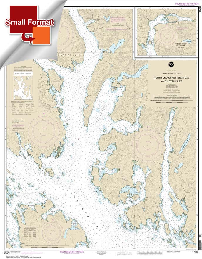 HISTORICAL SMALL FORMAT NOAA Chart 17431: N. end of Cordova Bay and Hetta Inlet
