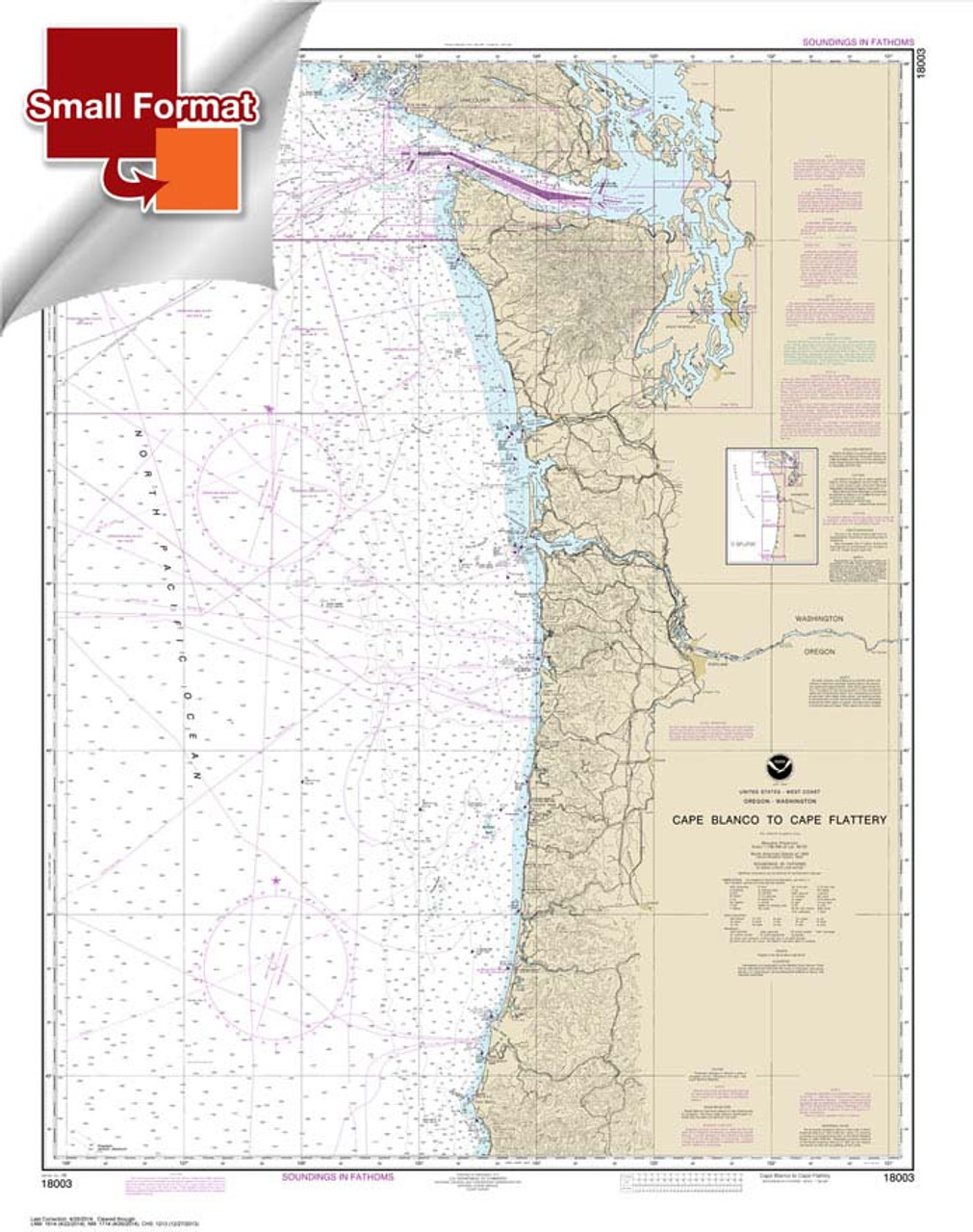 Small Format NOAA Chart 18003: Cape Blanco to Cape Flattery