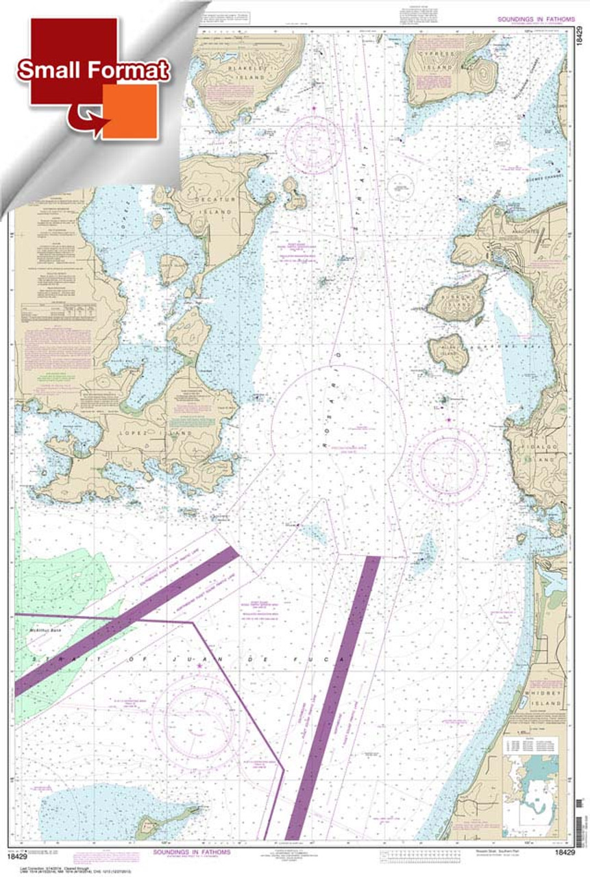 Small Format HISTORICAL NOAA Chart 18429: Rosario Strait-southern part