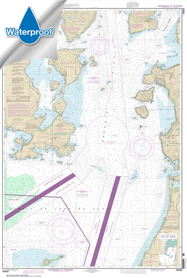 Waterproof HISTORICAL NOAA Chart 18429: Rosario Strait-southern part