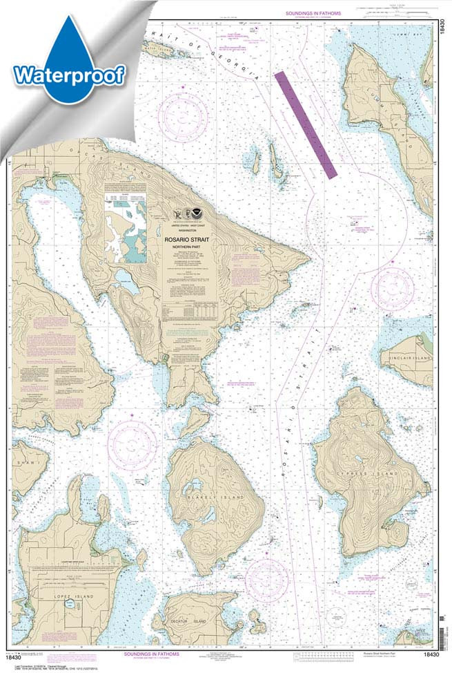 Waterproof HISTORICAL NOAA Chart 18430: Rosario Strait-northern part