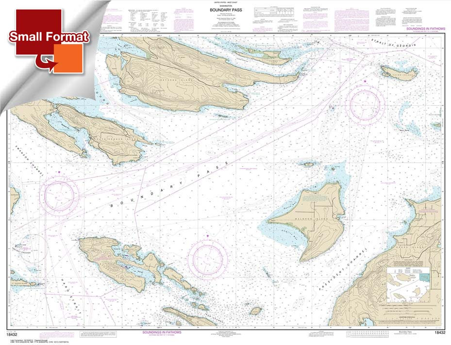 Small Format HISTORICAL NOAA Chart 18432: Boundary Pass