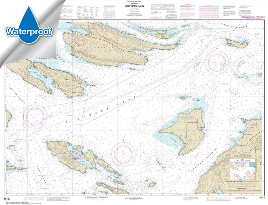 Waterproof HISTORICAL NOAA Chart 18432: Boundary Pass