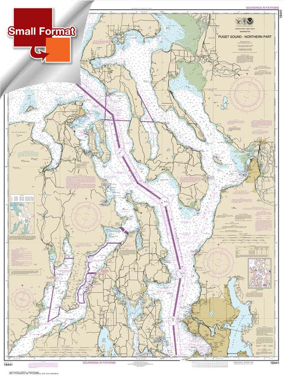 Small Format NOAA Chart 18441: Puget Sound-northern part