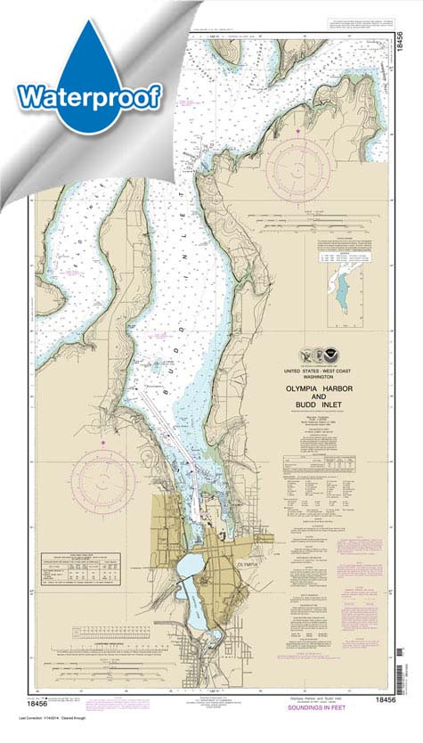 Waterproof NOAA Chart 18456: Olympia Harbor and Budd Inlet
