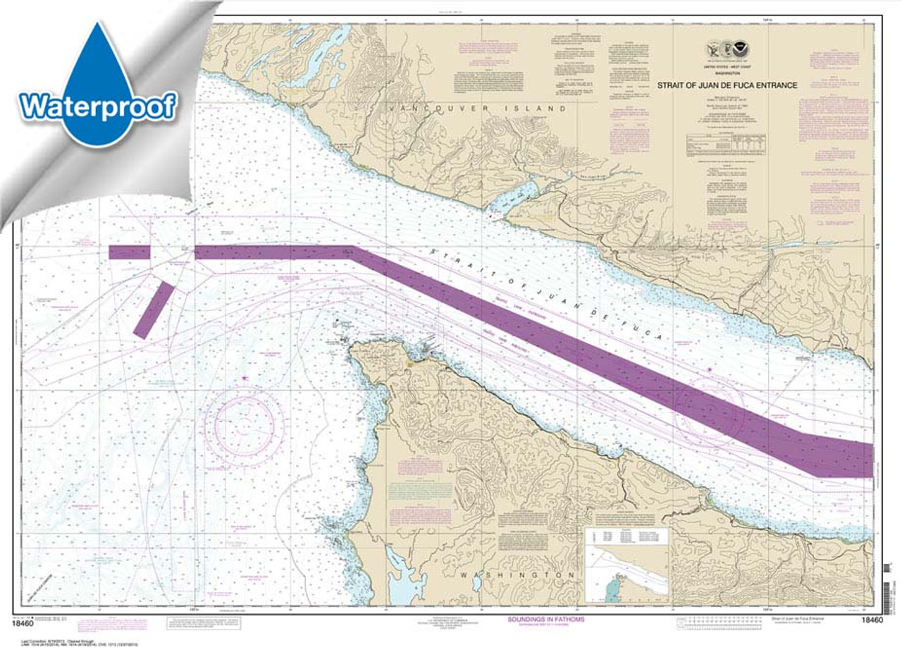 Waterproof NOAA Chart 18460: Stait of Juan de Fuca Entrance