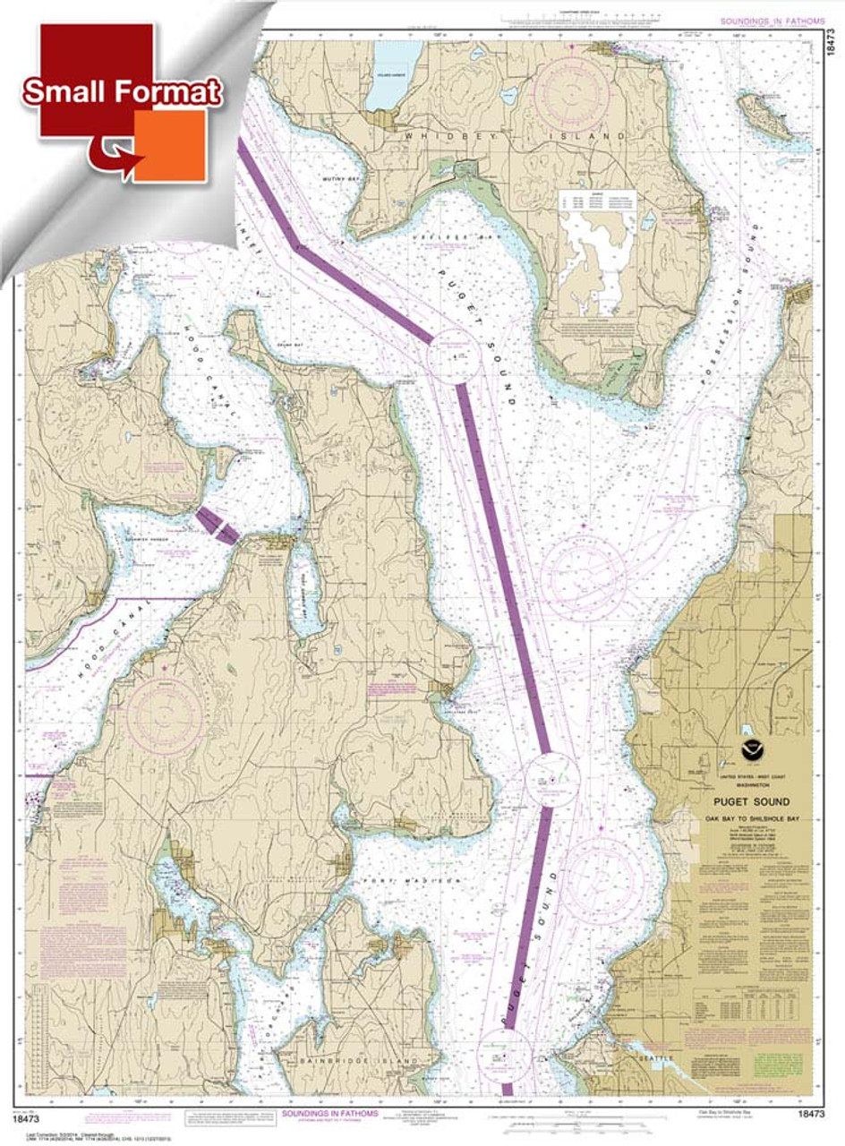 Small Format NOAA Chart 18473: Puget Sound-Oak Bay to Shilshole Bay