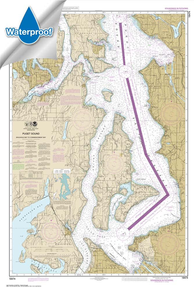 Waterproof NOAA Chart 18474: Puget Sound-Shilshole Bay to Commencement Bay