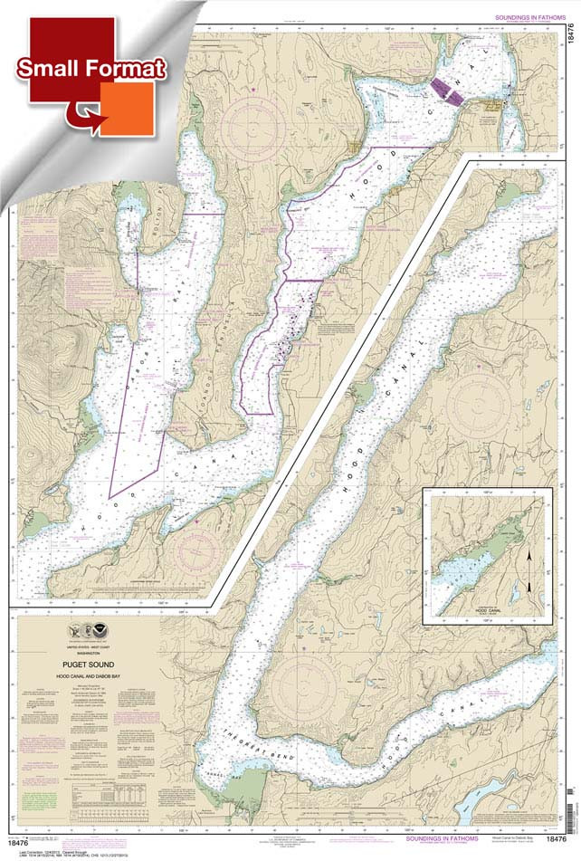 Small Format HISTORICAL HISTORICAL NOAA Chart 18476: Puget Sound-Hood Canal and Dabob Bay