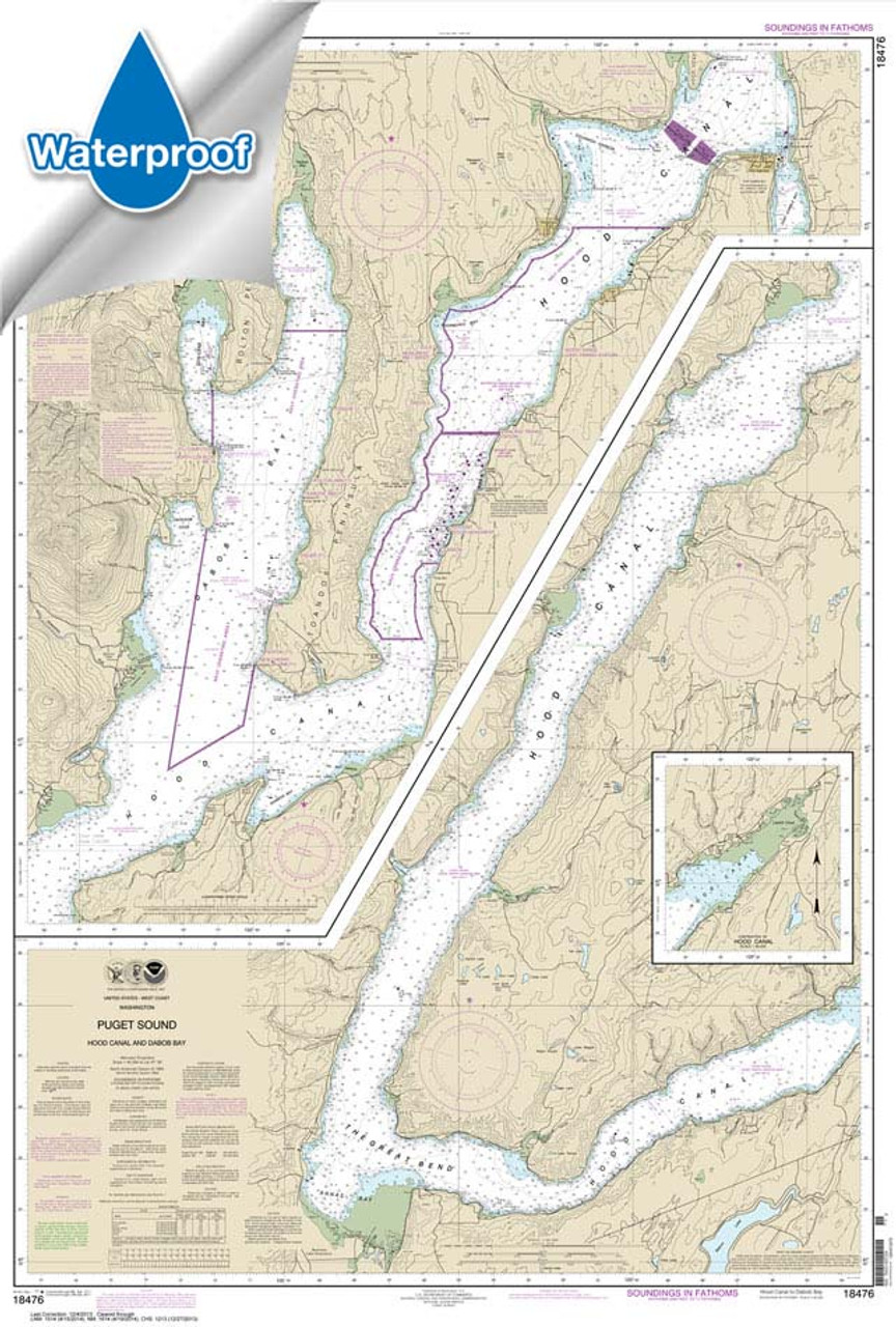 Waterproof HISTORICAL NOAA Chart 18476: Puget Sound-Hood Canal and Dabob Bay