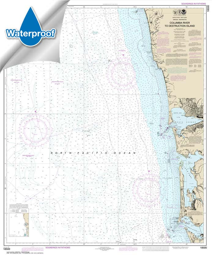 Waterproof NOAA Chart 18500: Columbia River to Destruction Island