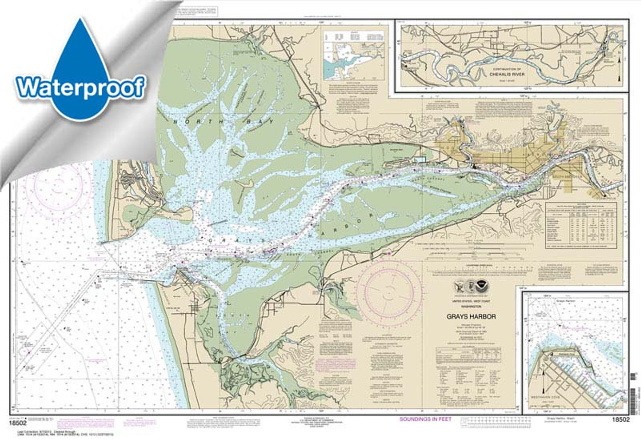 Waterproof NOAA Chart 18502: Grays Harbor;Westhaven Cove
