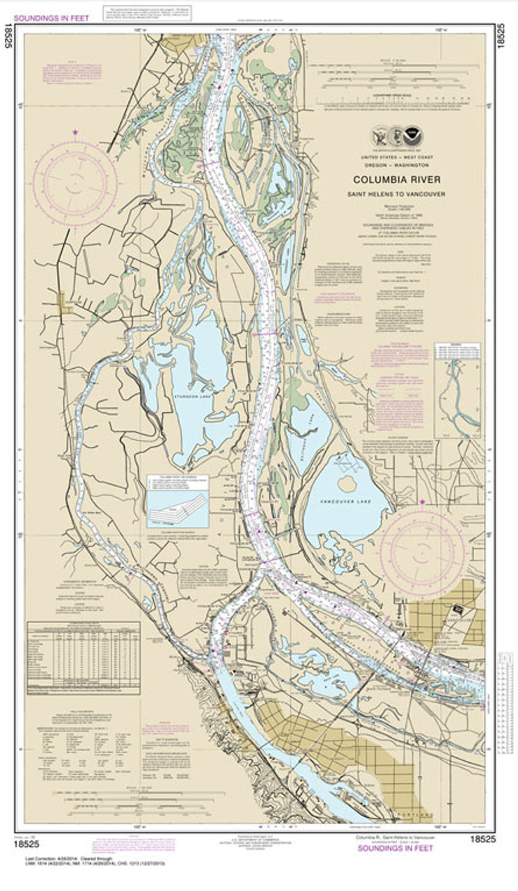 NOAA Chart 18525: Columbia River Saint Helens to Vancouver