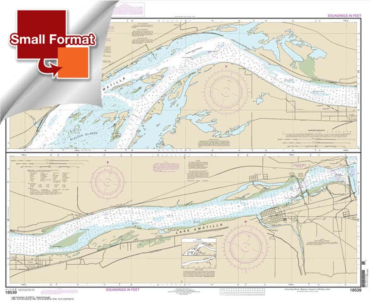 Small Format NOAA Chart 18539: Columbia River Blalock Islands to McNary Dam Small Format NOAA Chart 18539: Columbia River Blalock Islands to McNary Dam