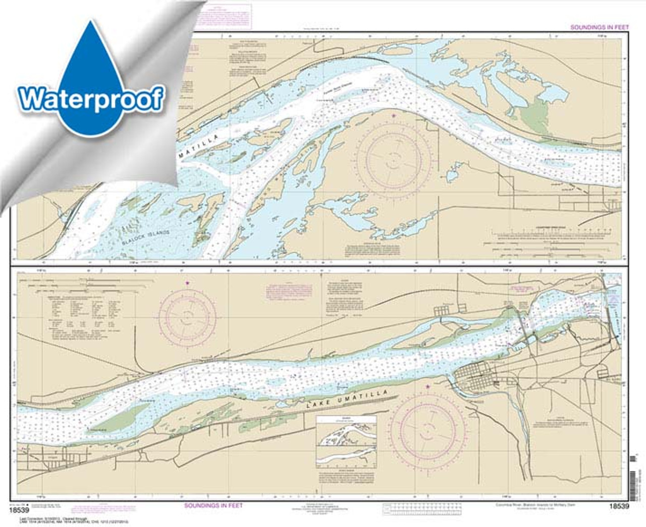 Waterproof NOAA Chart 18539: Columbia River Blalock Islands to McNary Dam Waterproof NOAA Chart 18539: Columbia River Blalock Islands to McNary Dam