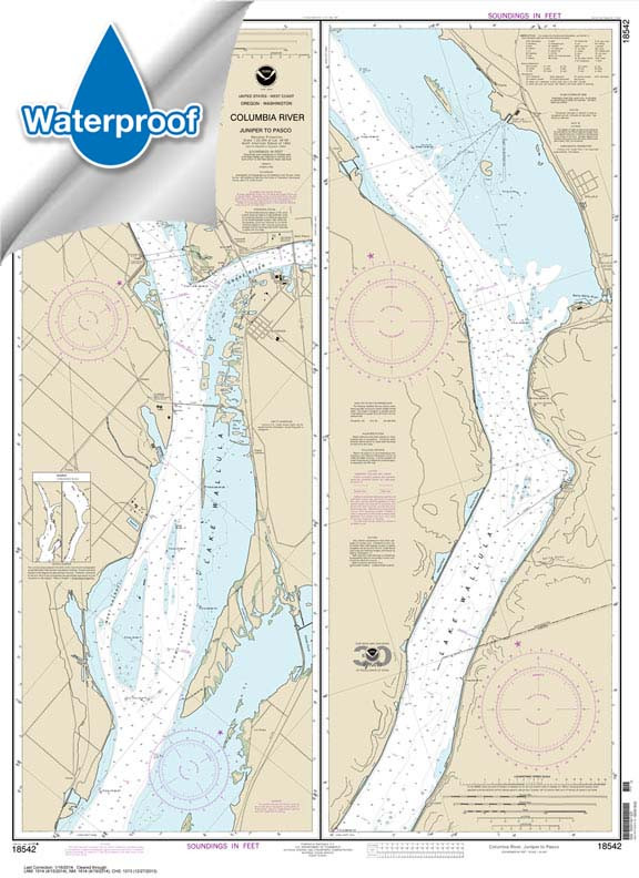 Waterproof NOAA Chart 18542: Columbia River Juniper to Pasco