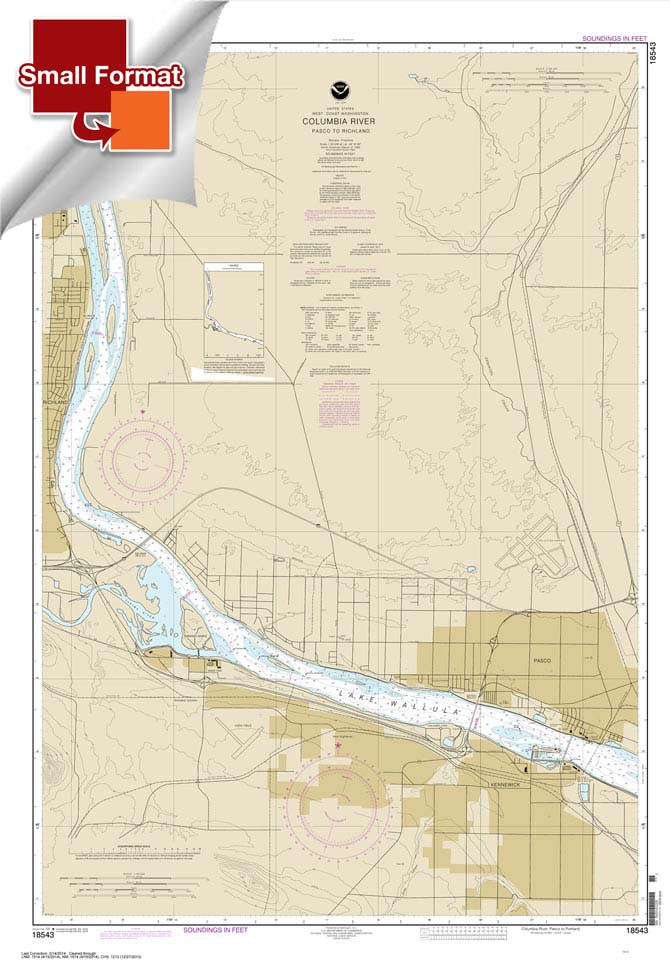 Small Format NOAA Chart 18543: Columbia River Pasco to Richland