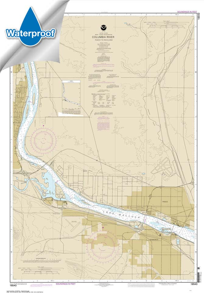 Waterproof NOAA Chart 18543: Columbia River Pasco to Richland