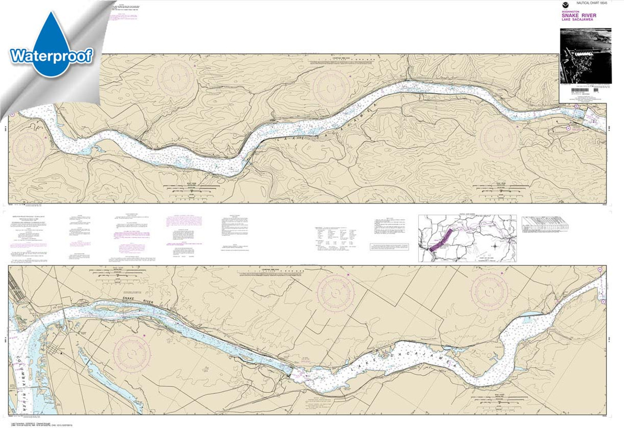 Waterproof NOAA Chart 18545: Lake Sacajawea