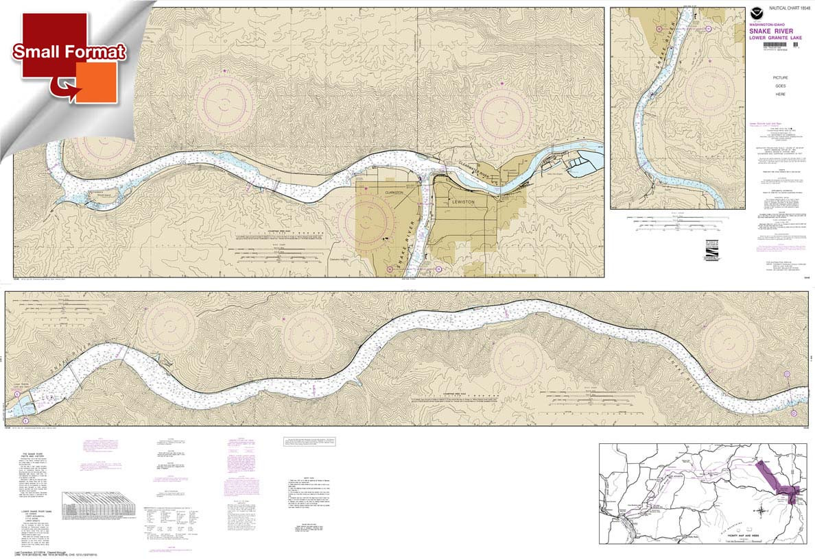 Small Format NOAA Chart 18548: Snake River-Lower Granite Lake FRANKLIN D. ROOSEVELT LAKE