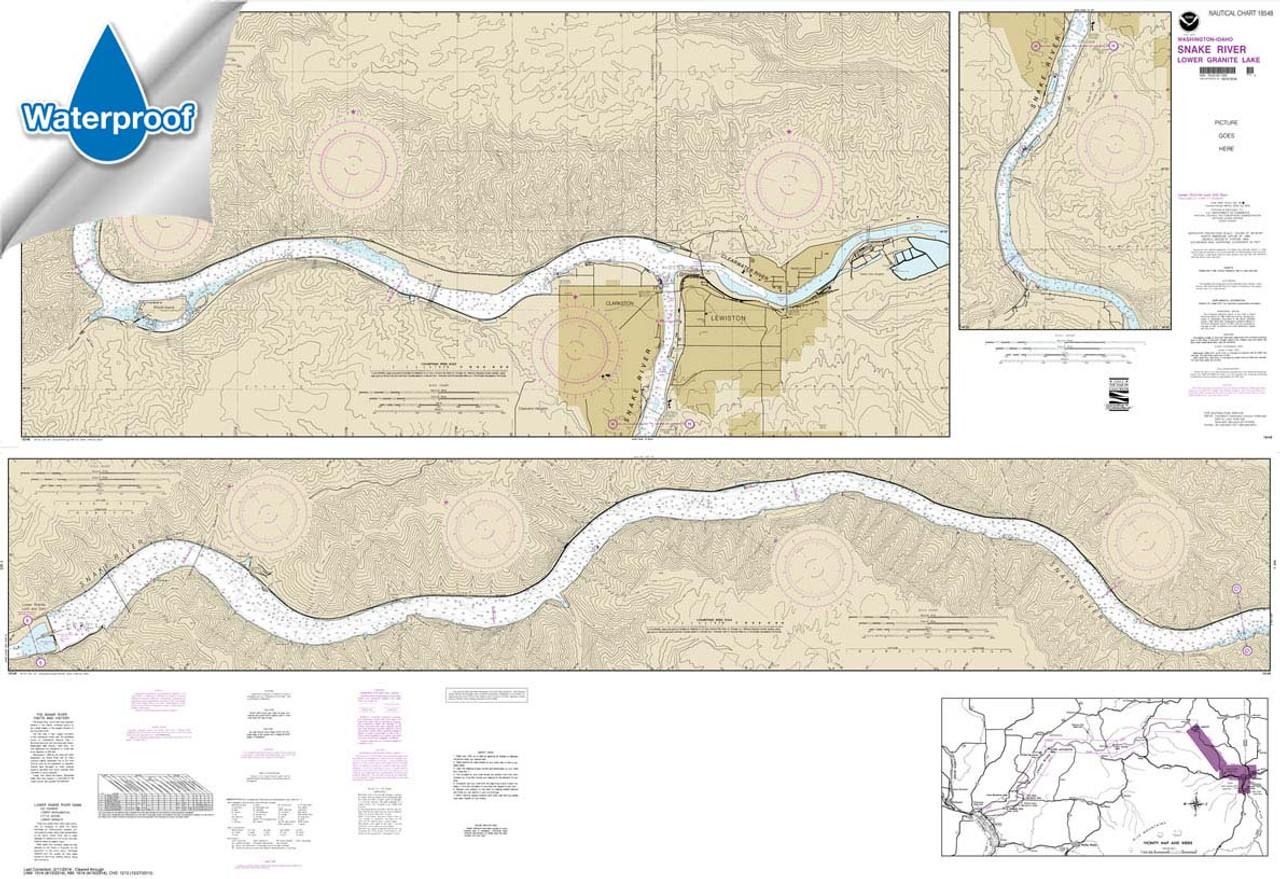 Waterproof NOAA Chart 18548: Snake River-Lower Granite Lake FRANKLIN D. ROOSEVELT LAKE