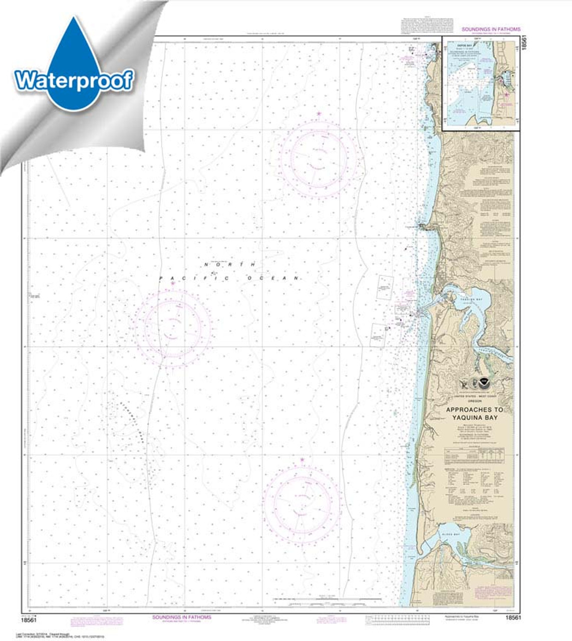 Waterproof NOAA Chart 18561: Approaches to Yaquina Bay;Depoe Bay Waterproof NOAA Chart 18561: Approaches to Yaquina Bay;Depoe Bay
