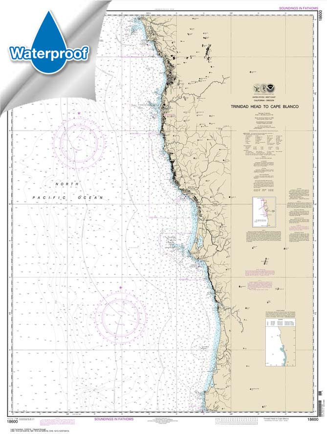 Waterproof NOAA Chart 18600: Trinidad Head to Cape Blanco