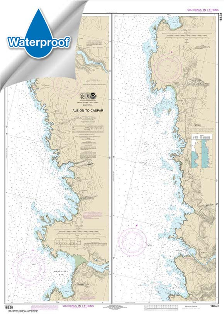 Waterproof HISTORICAL NOAA Chart 18628: Albion to Caspar