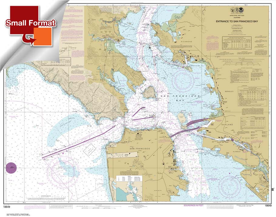 Small Format NOAA Chart 18649: Entrance to San Francisco Bay