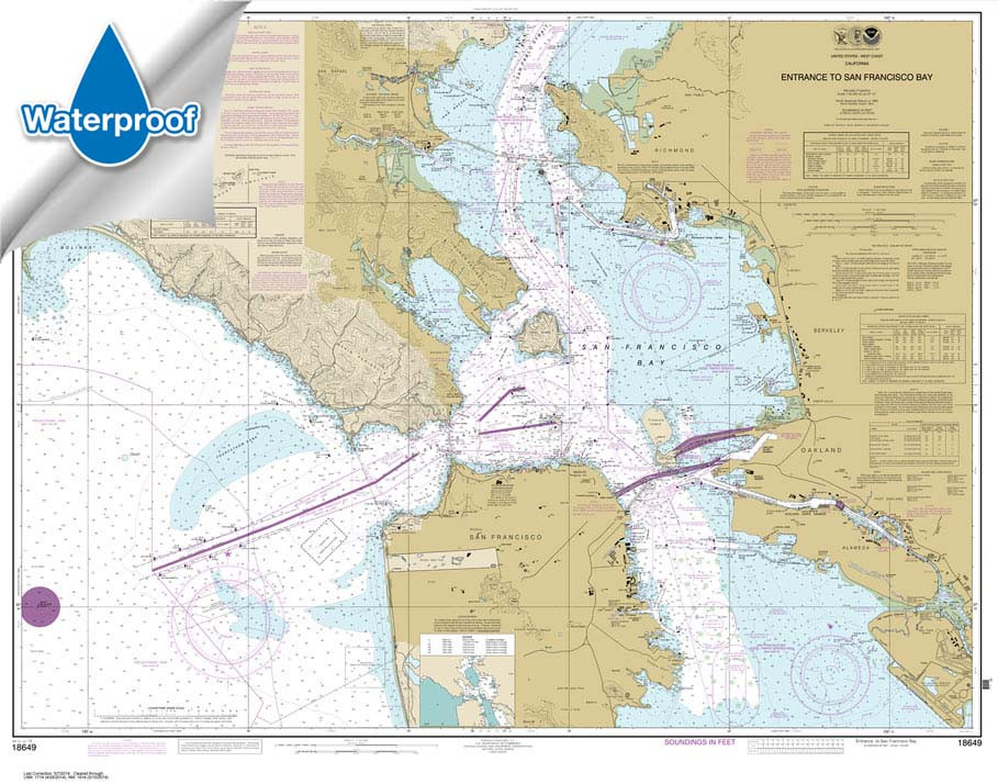 Waterproof NOAA Chart 18649: Entrance to San Francisco Bay