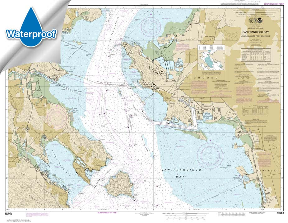 Waterproof NOAA Chart 18653: San Francisco Bay-Angel Island to Point San Pedro
