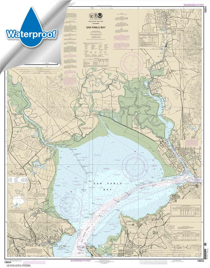 Waterproof NOAA Chart 18654: San Pablo Bay