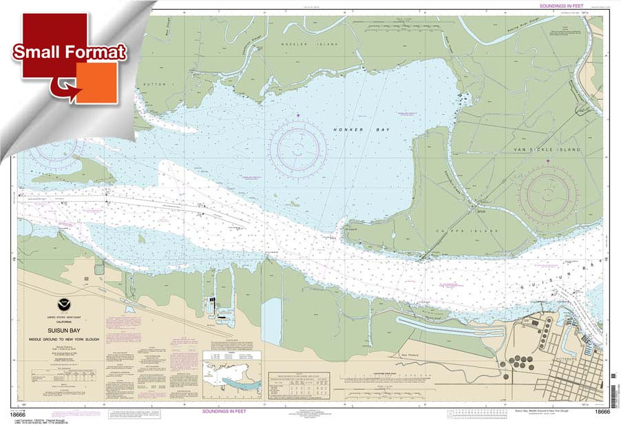 Small Format HISTORICAL NOAA Chart 18666: Suisun Bay Middle Ground to New York Slough