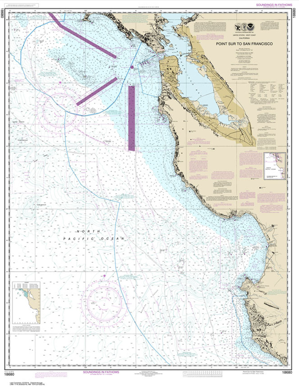 NOAA Chart 18680: Point Sur to San Francisco