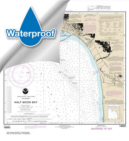 Waterproof HISTORICAL NOAA Chart 18682: Half Moon Bay