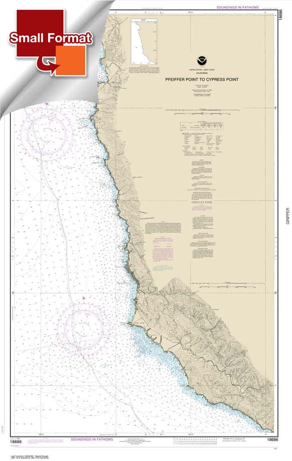 Small Format HISTORICAL NOAA Chart 18686: Pfeiffer Point to Cypress Point