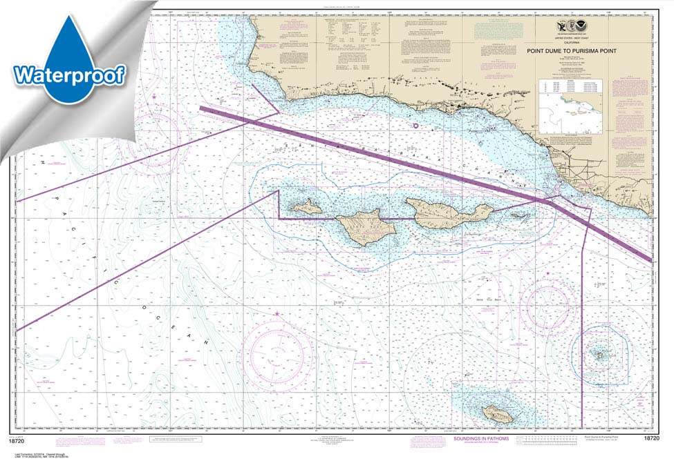 Waterproof NOAA Chart 18720: Point Dume to Purisma Point