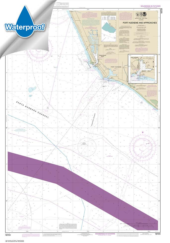 Waterproof NOAA Chart 18724: Port Hueneme And Approaches;Port Hueneme