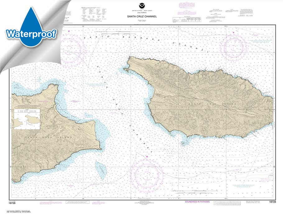 Waterproof NOAA Chart 18728: Santa Cruz Channel