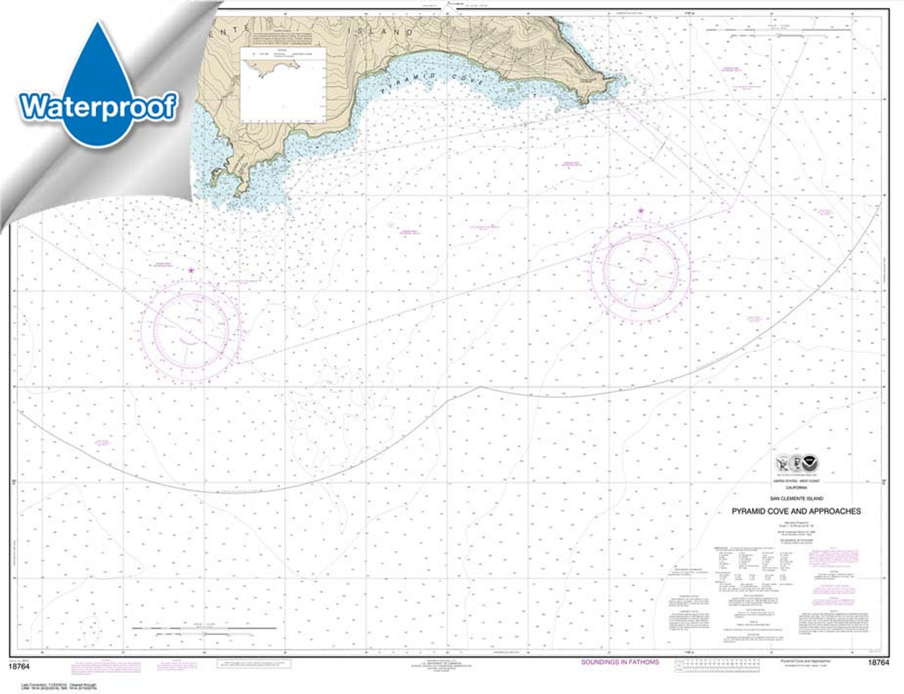 Waterproof HISTORICAL NOAA Chart 18764: San Clemente Island Pyramid Cove and approaches