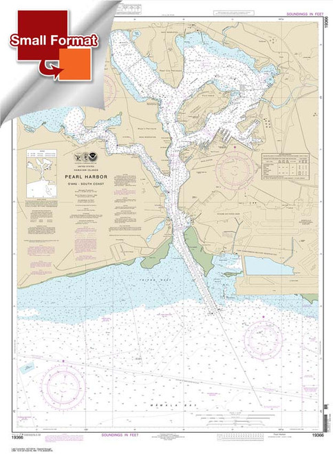 Small Format NOAA Chart 19366: Pearl Harbor O'ahu South Coast