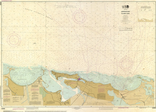 ANTIQUED NOAA Chart 25669: Approaches to San Juan Harbor