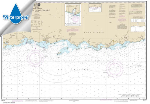 Waterproof NOAA Chart 25677: South Coast of Puerto Rico Guanica Light to Punta Tuna Light;Las Mareas