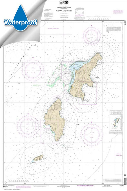 Waterproof NOAA Chart 81067: Commonwealth of the Northern Mariana Islands Saipan and Tinian