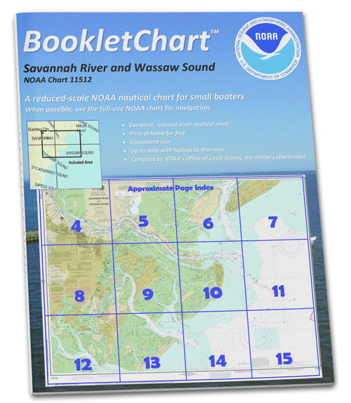 NOAA BookletChart 11512: Savannah River and Wassaw Sound, Handy 8.5" x 11" Size. Paper Chart Book Designed for use Aboard Small Craft