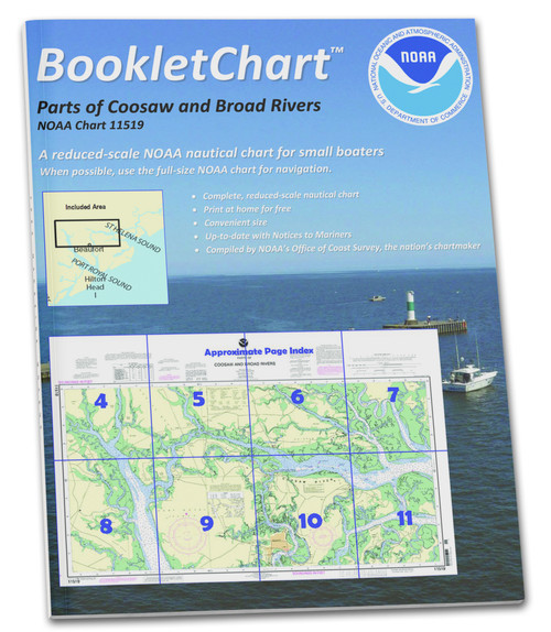 HISTORICAL NOAA Booklet Chart 11519: Parts of Coosaw and Broad Rivers