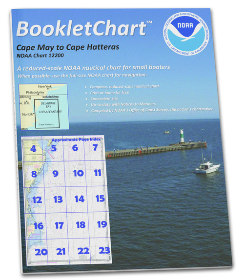 NOAA BookletChart 12200: Cape May to Cape Hatteras, Handy 8.5" x 11" Size. Paper Chart Book Designed for use Aboard Small Craft