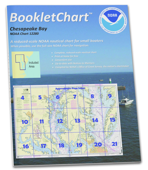 NOAA BookletChart 12280: Chesapeake Bay, Handy 8.5" x 11" Size. Paper Chart Book Designed for use Aboard Small Craft